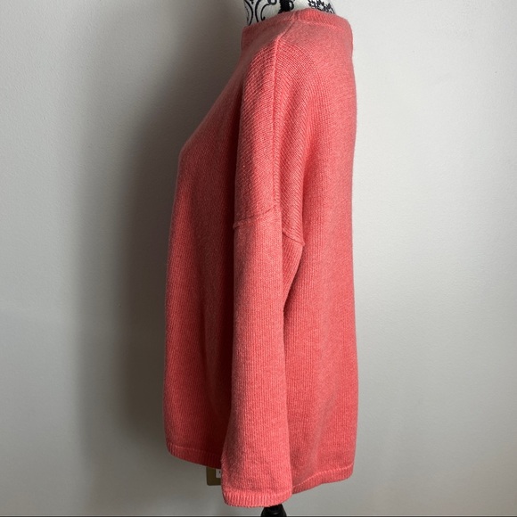 J. Jill Peach Exposed Seam Crew Neck Drop Shoulder Chunky Sweater M - Picture 4 of 7